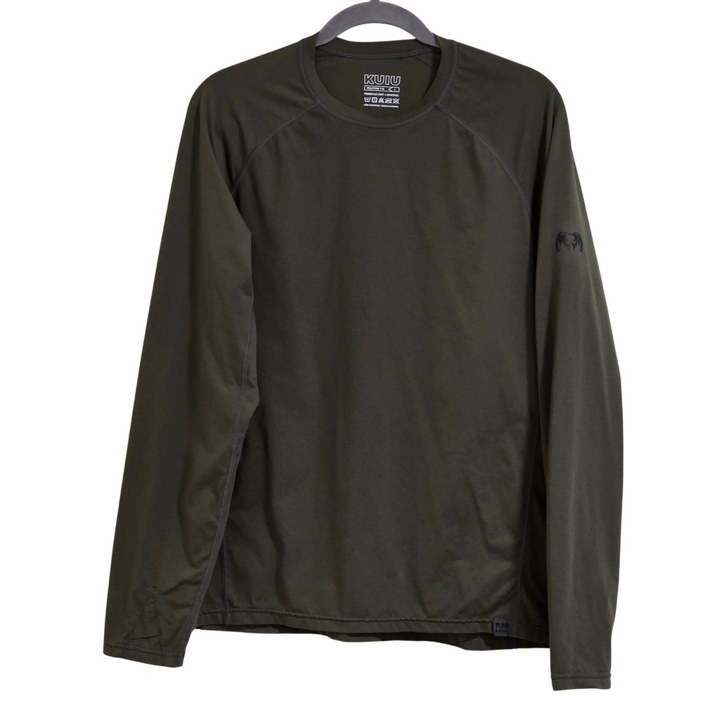 KUIU Peloton 118 Long Sleeve Shirt Men Large Green Primeflex Knit Base Layer Top